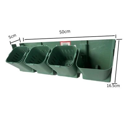 500*5mm Stackable Planting Plastic Flower Pot for Greening Living Wall in Black/Green